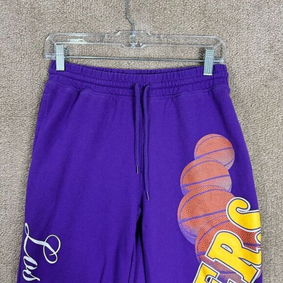 NBA LA Lakers Sweatpants Womens Size Small S Purple Wide Leg Graphic Drawstring - Picture 4 of 12